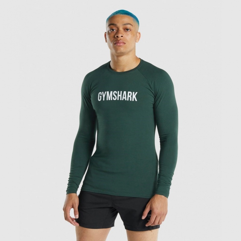 μπλουζακια Gymshark Apollo Long Sleeve σκούρο πρασινο | 295QSRCXB