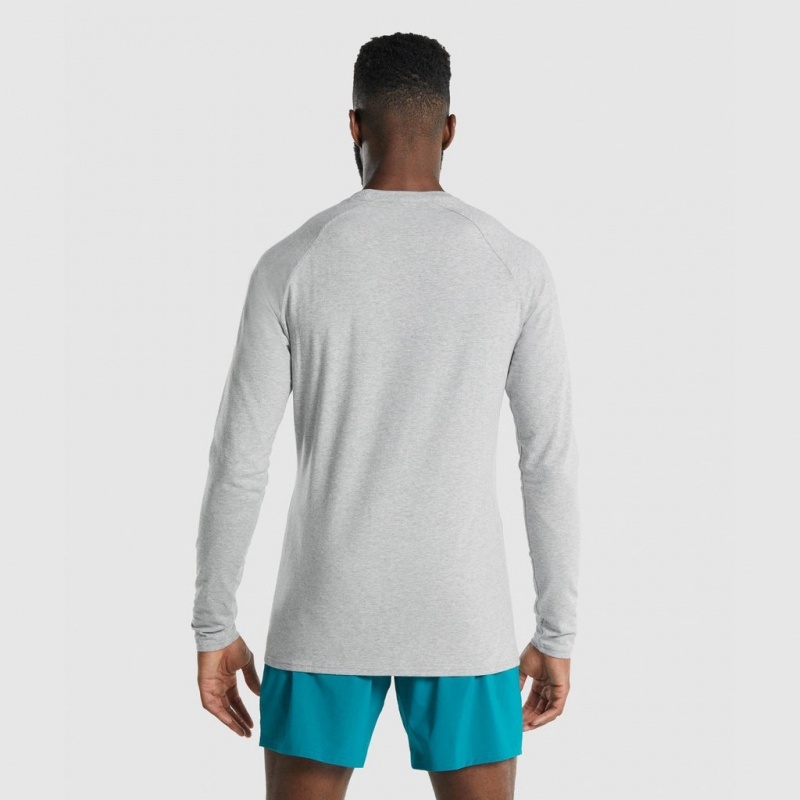 μπλουζακια Gymshark Apollo Long Sleeve ανοιχτο γκρι | 758OHSPNB