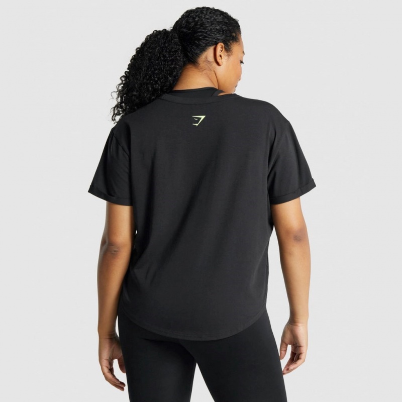 μπλουζακια Gymshark Apollo σταμπεσ μαυρα | 563VPHUZG