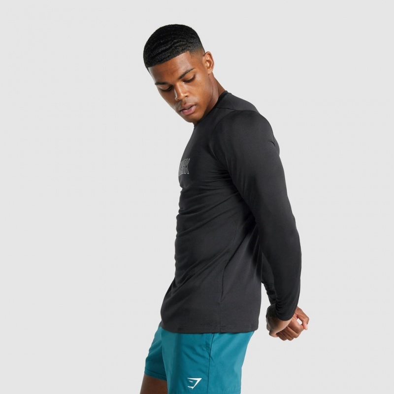 μπλουζακια Gymshark Arrival Long Sleeve σταμπεσ μαυρα | 780UTRVQB