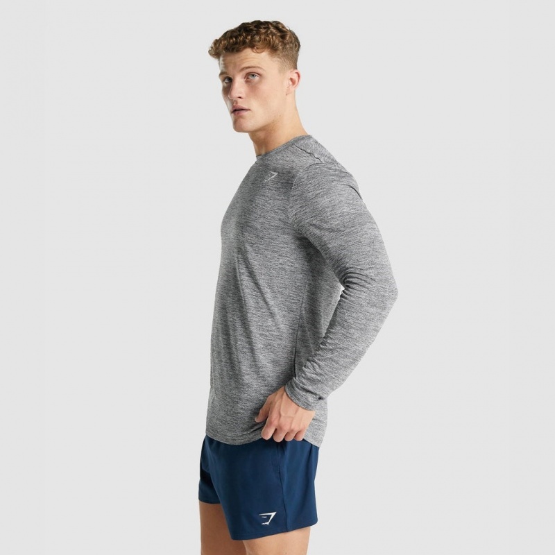 μπλουζακια Gymshark Arrival Marl Long Sleeve Charcoal Marl | 069FRTKJG