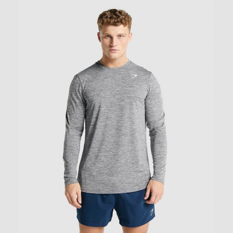 μπλουζακια Gymshark Arrival Marl Long Sleeve Charcoal Marl | 069FRTKJG