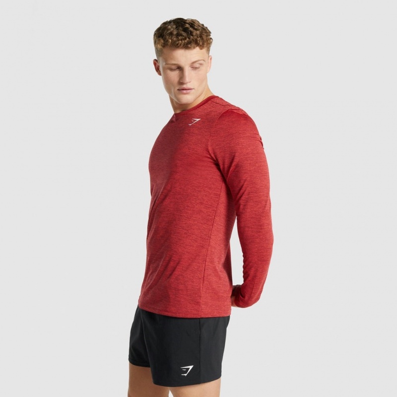 μπλουζακια Gymshark Arrival Marl Long Sleeve κοκκινα | 645TXECZG