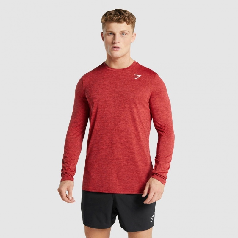 μπλουζακια Gymshark Arrival Marl Long Sleeve κοκκινα | 645TXECZG