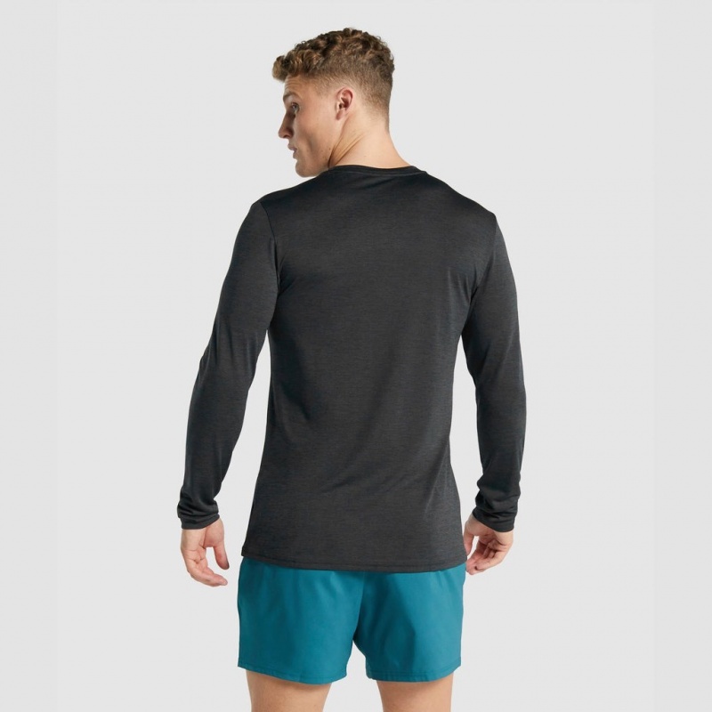 μπλουζακια Gymshark Arrival Marl Long Sleeve μαυρα | 782ZXTLGD