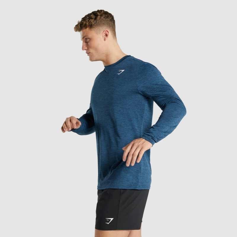 μπλουζακια Gymshark Arrival Marl Long Sleeve σκουρο μπλε | 790GRISYV