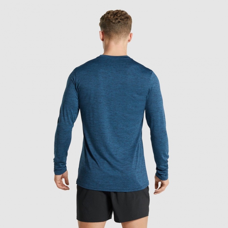 μπλουζακια Gymshark Arrival Marl Long Sleeve σκουρο μπλε | 790GRISYV