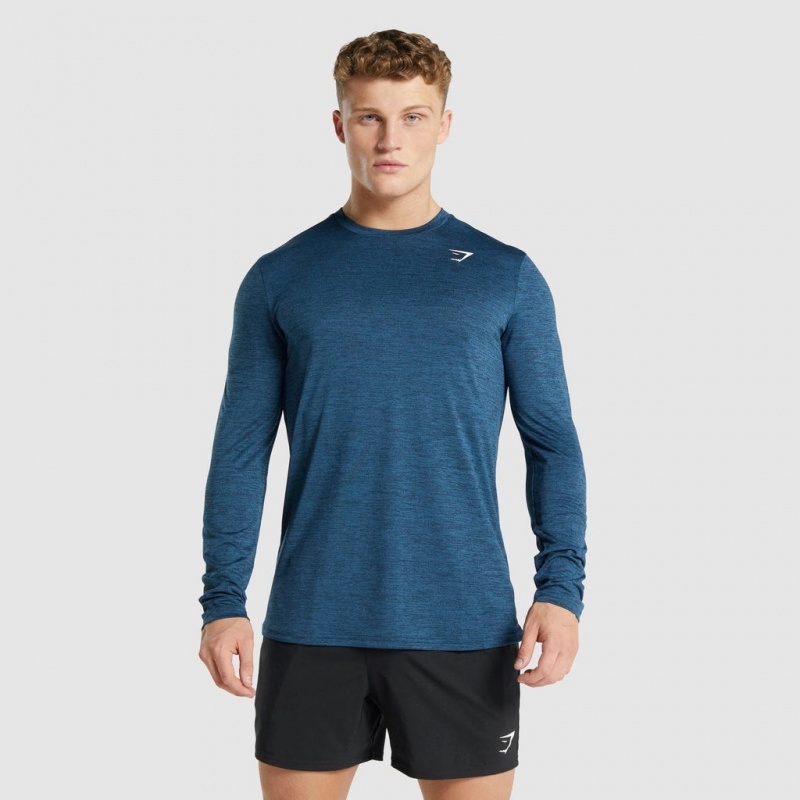 μπλουζακια Gymshark Arrival Marl Long Sleeve σκουρο μπλε | 790GRISYV