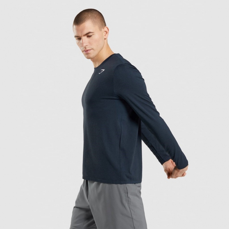 μπλουζακια Gymshark Arrival Seamless Long Sleeve σκουρο μπλε | 425BYGSFA
