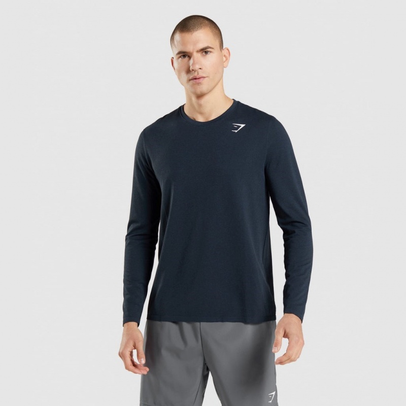 μπλουζακια Gymshark Arrival Seamless Long Sleeve σκουρο μπλε | 425BYGSFA
