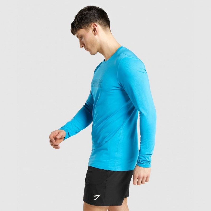 μπλουζακια Gymshark Arrival σταμπεσ Long Sleeve μπλε | 467FCXYSI
