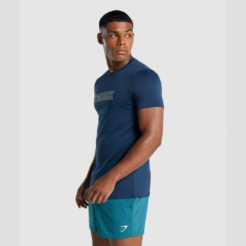 μπλουζακια Gymshark Arrival σταμπεσ σκουρο μπλε | 174LDNQSW