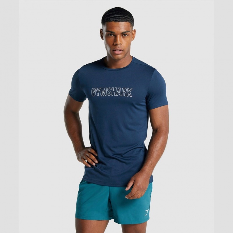 μπλουζακια Gymshark Arrival σταμπεσ σκουρο μπλε | 174LDNQSW