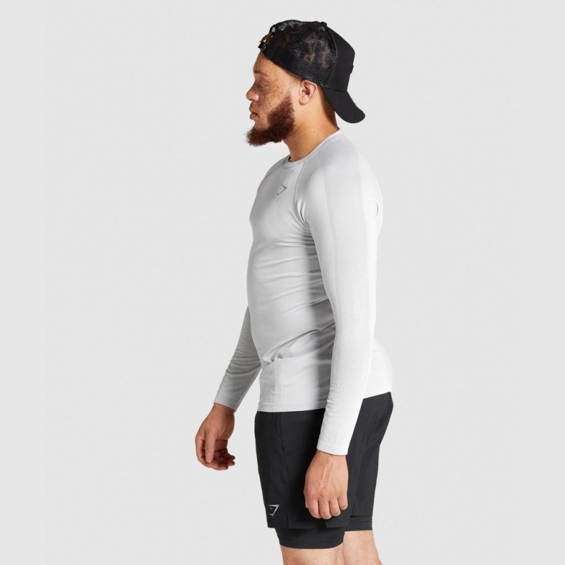μπλουζακια Gymshark Aspect ελαφρια Seamless Long Sleeve ανοιχτο γκρι | 864LESXJM