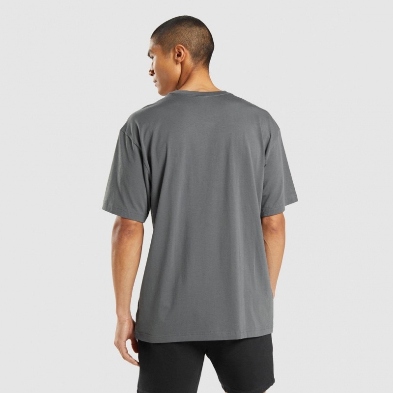 μπλουζακια Gymshark Central Oversized Charcoal | 915RSXKVN