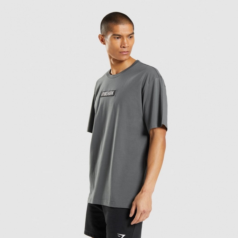 μπλουζακια Gymshark Central Oversized Charcoal | 915RSXKVN