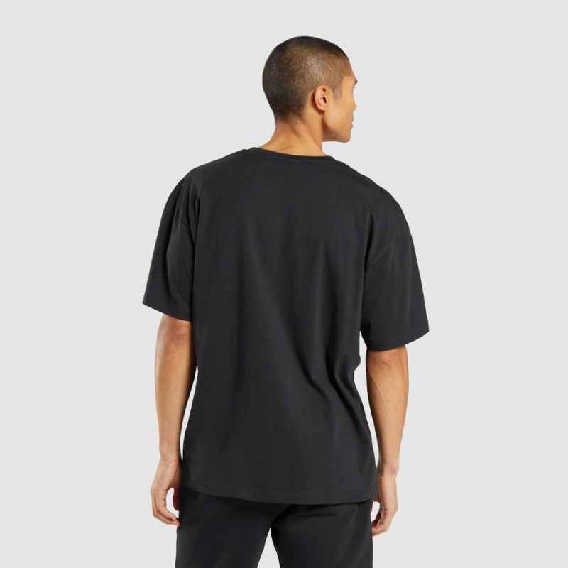 μπλουζακια Gymshark Central Oversized μαυρα | 408ACLOXR