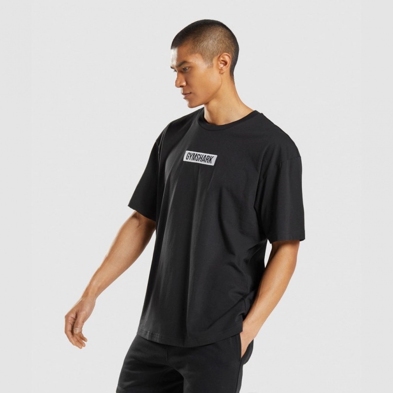 μπλουζακια Gymshark Central Oversized μαυρα | 408ACLOXR