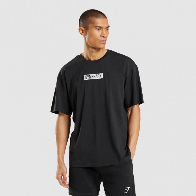 μπλουζακια Gymshark Central Oversized μαυρα | 408ACLOXR