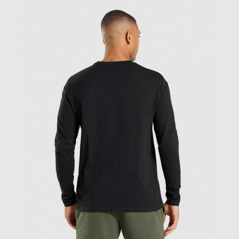 μπλουζακια Gymshark Crest Long Sleeve μαυρα | 507LQRWNB