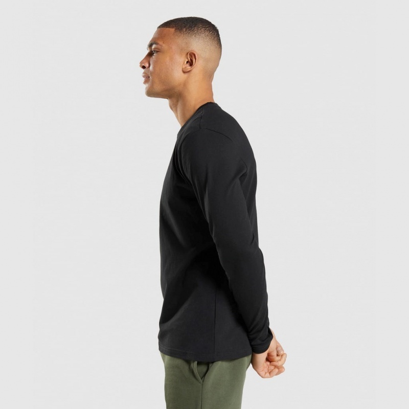 μπλουζακια Gymshark Crest Long Sleeve μαυρα | 507LQRWNB