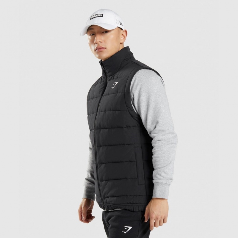 Γιλεκο Gymshark Crest Puffer Vest μαυρα | 754ISYXZN