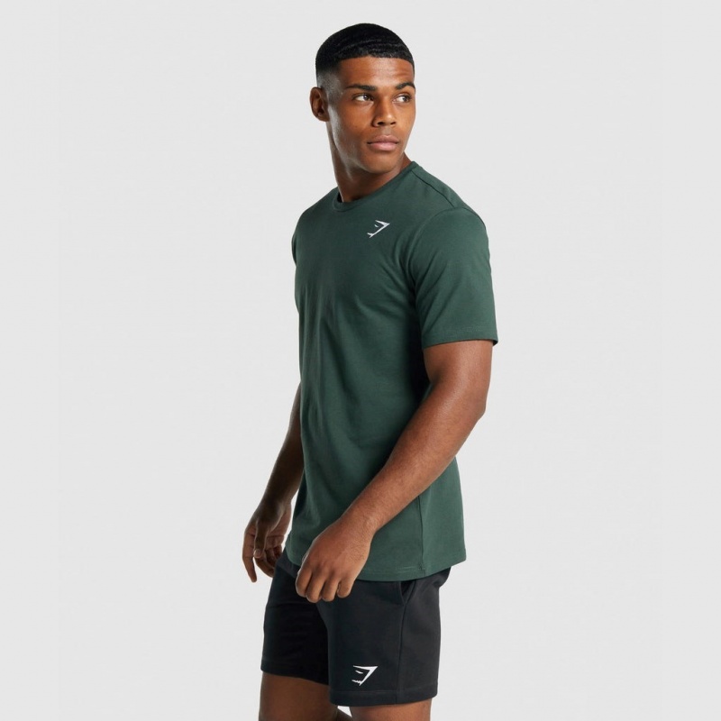 μπλουζακια Gymshark Crest σκούρο πρασινο | 351XLDWGB