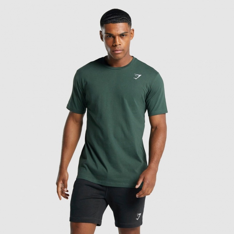 μπλουζακια Gymshark Crest σκούρο πρασινο | 351XLDWGB