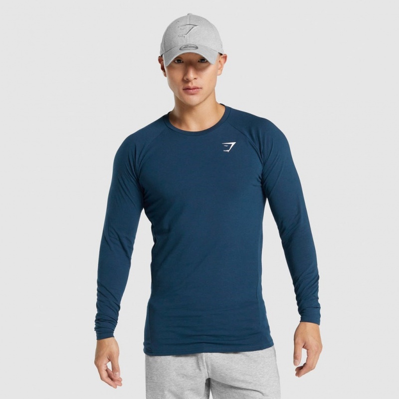 μπλουζακια Gymshark Critical 2.0 Long Sleeve σκουρο μπλε | 341MKDWJA