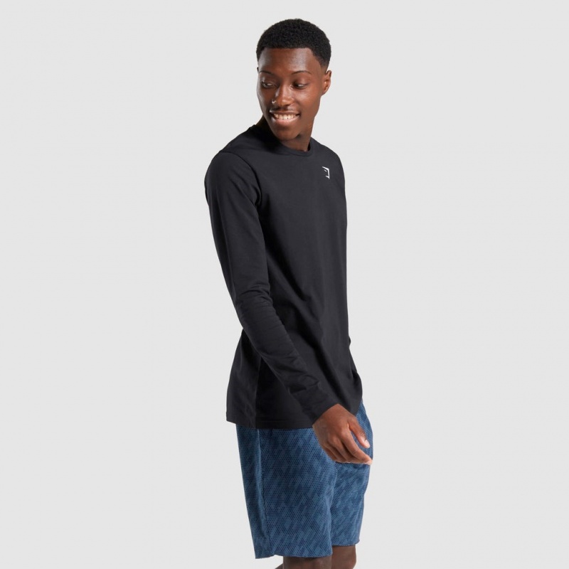 μπλουζακια Gymshark Critical Long Sleeve μαυρα | 785UMCGWO