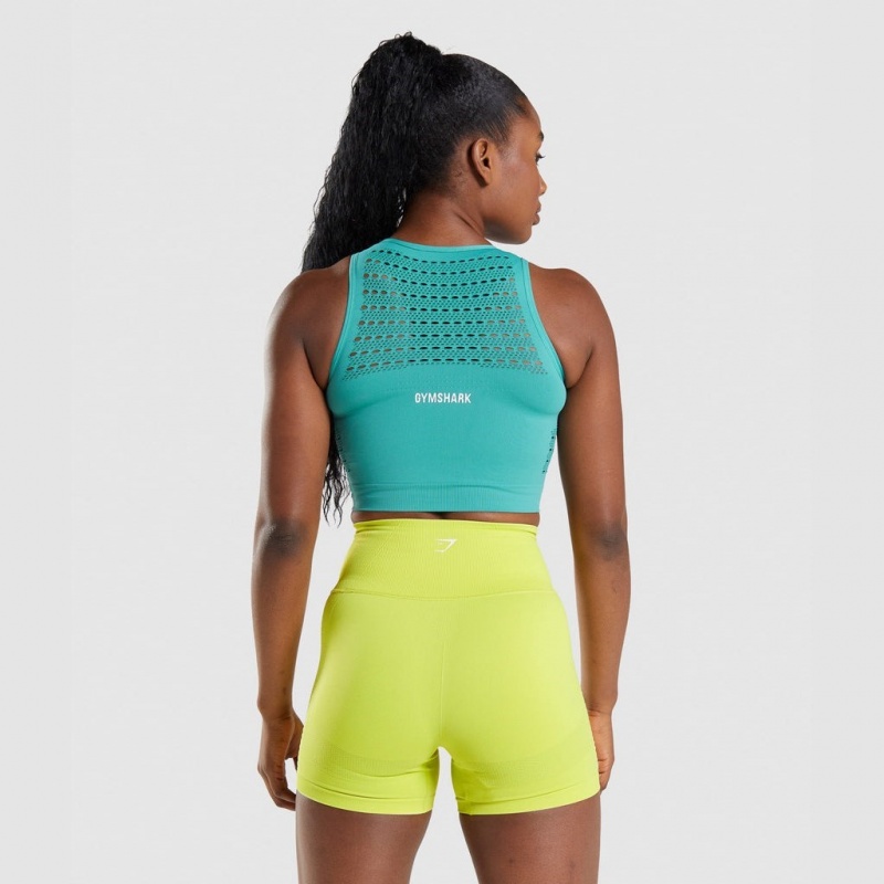 μπλουζακια Gymshark Energy Seamless Crop Fauna Teal | 384DGURJA