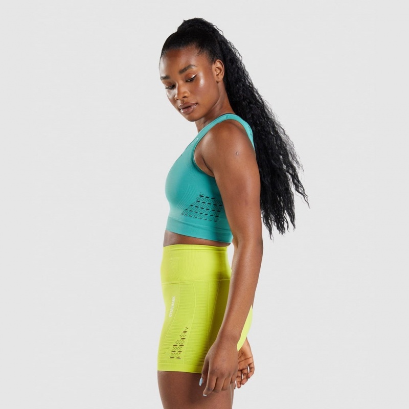 μπλουζακια Gymshark Energy Seamless Crop Fauna Teal | 384DGURJA