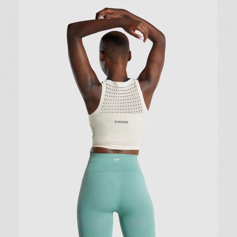μπλουζακια Gymshark Energy Seamless Crop κρέμα | 036VSZOXN