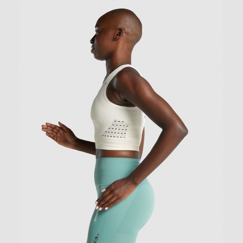 μπλουζακια Gymshark Energy Seamless Crop κρέμα | 036VSZOXN