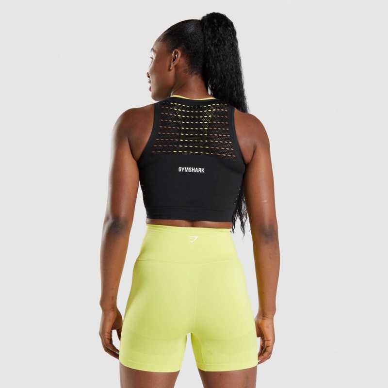 μπλουζακια Gymshark Energy Seamless Crop μαυρα | 046TNSVZC