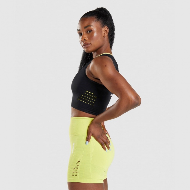 μπλουζακια Gymshark Energy Seamless Crop μαυρα | 046TNSVZC