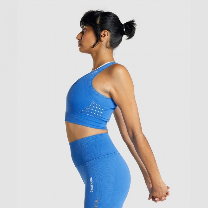 μπλουζακια Gymshark Energy Seamless Crop μπλε | 285XZCBKO