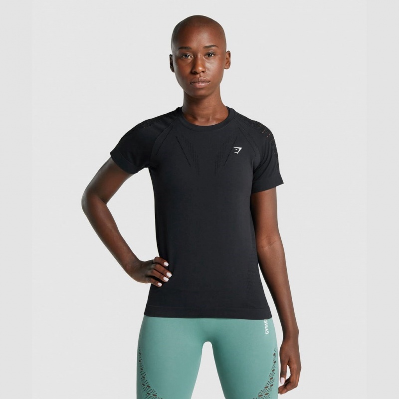 μπλουζακια Gymshark Energy Seamless μαυρα | 583EHIDVJ