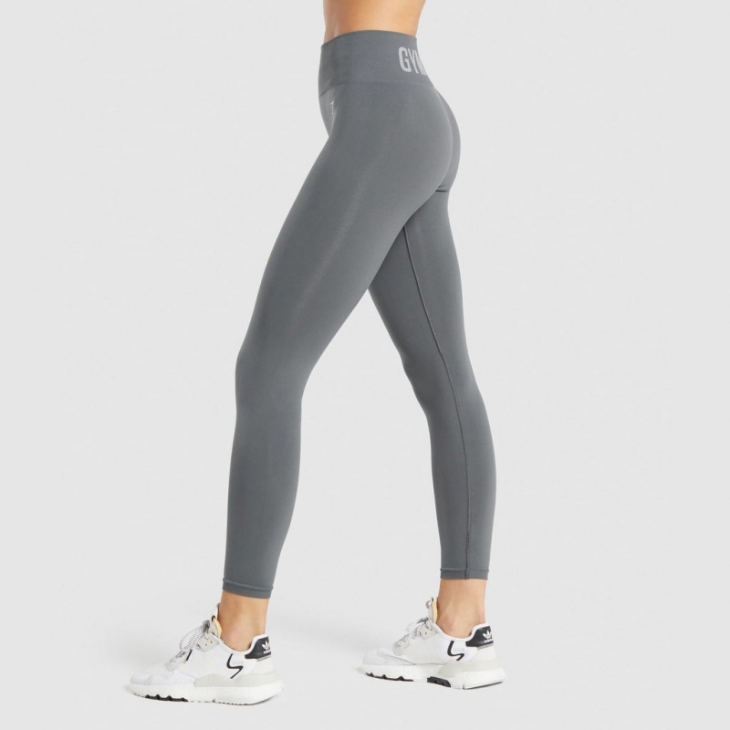 Κολαν Gymshark Fit Seamless Mid Rise Charcoal | 580DFQTMZ