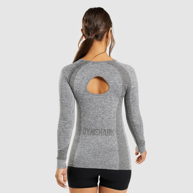 μπλουζακια Gymshark Flex Long Sleeve Charcoal Marl | 568OBWUJR