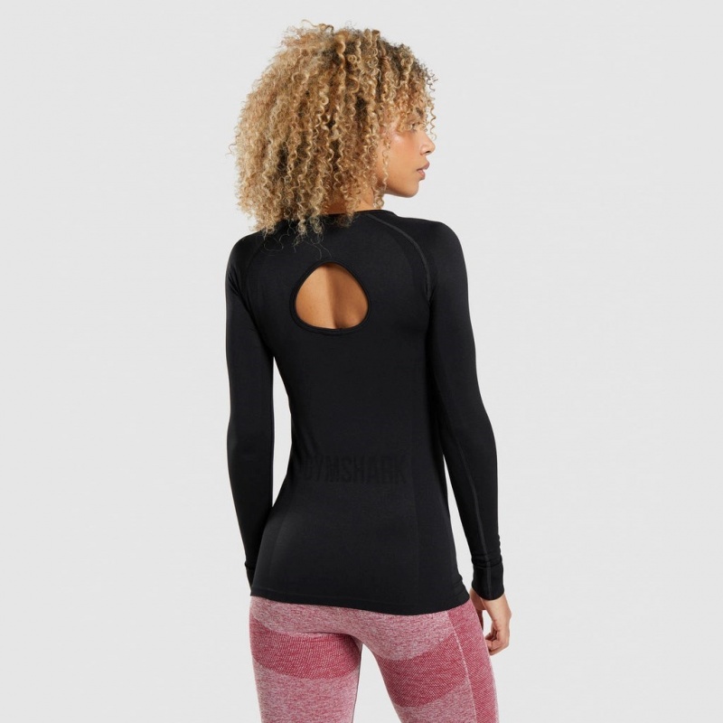 μπλουζακια Gymshark Flex Long Sleeve μαυρα | 924OHEDWB