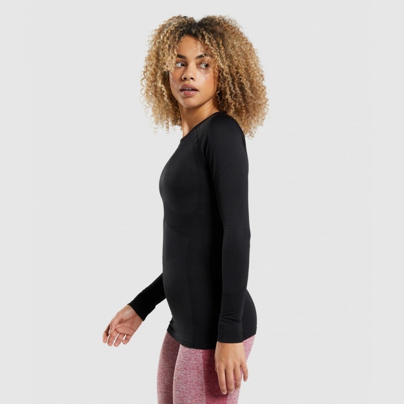 μπλουζακια Gymshark Flex Long Sleeve μαυρα | 924OHEDWB