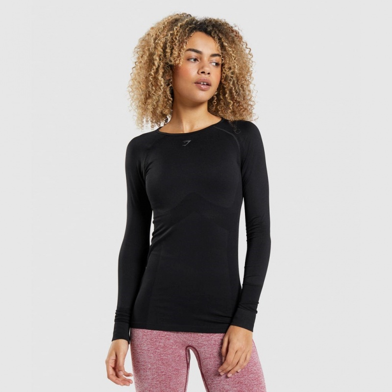 μπλουζακια Gymshark Flex Long Sleeve μαυρα | 924OHEDWB