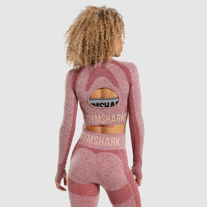 μπλουζακια Gymshark Flex Sports Long Sleeve Crop μπορντο | 014CSABEQ