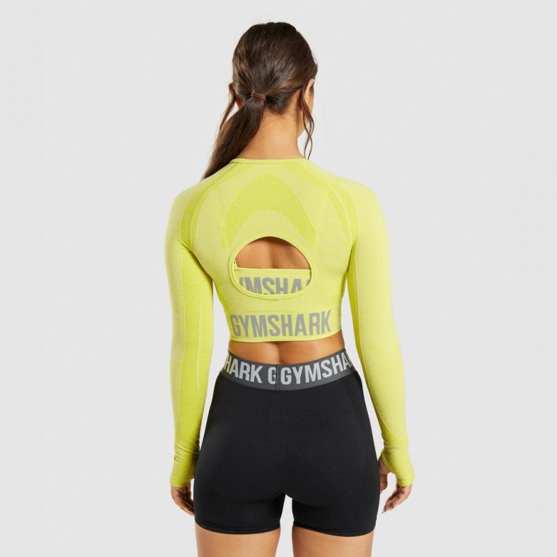 μπλουζακια Gymshark Flex Sports Long Sleeve Crop κίτρινα | 258SFTEGN