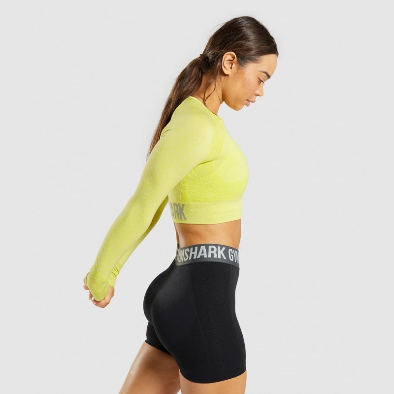 μπλουζακια Gymshark Flex Sports Long Sleeve Crop κίτρινα | 258SFTEGN