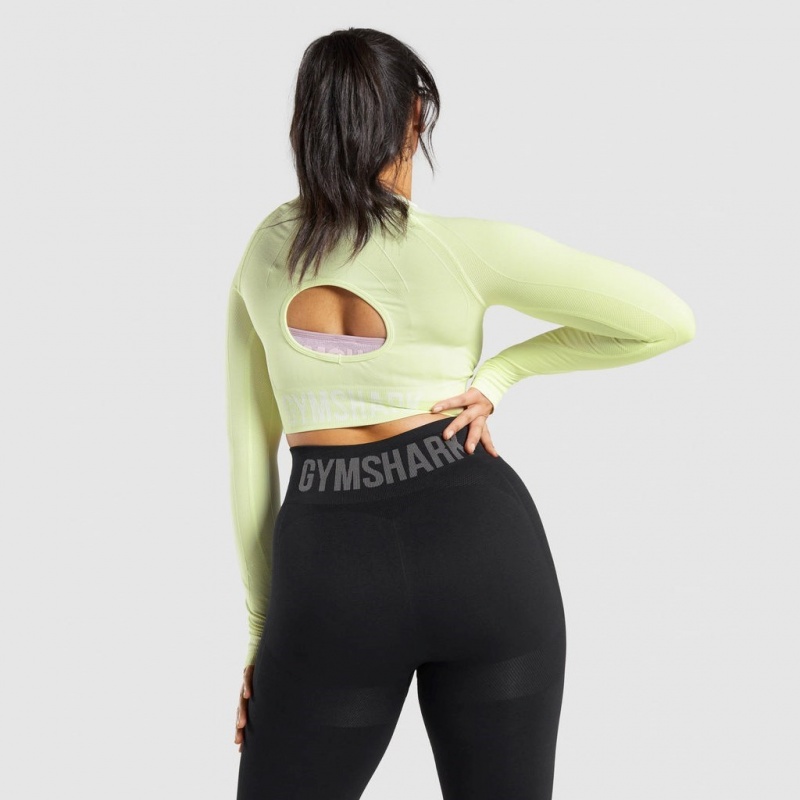 μπλουζακια Gymshark Flex Sports Long Sleeve Crop ανοιχτο πρασινο | 427QDIGYH