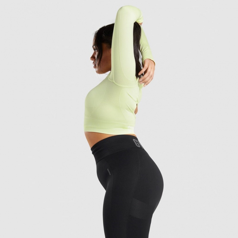 μπλουζακια Gymshark Flex Sports Long Sleeve Crop ανοιχτο πρασινο | 427QDIGYH
