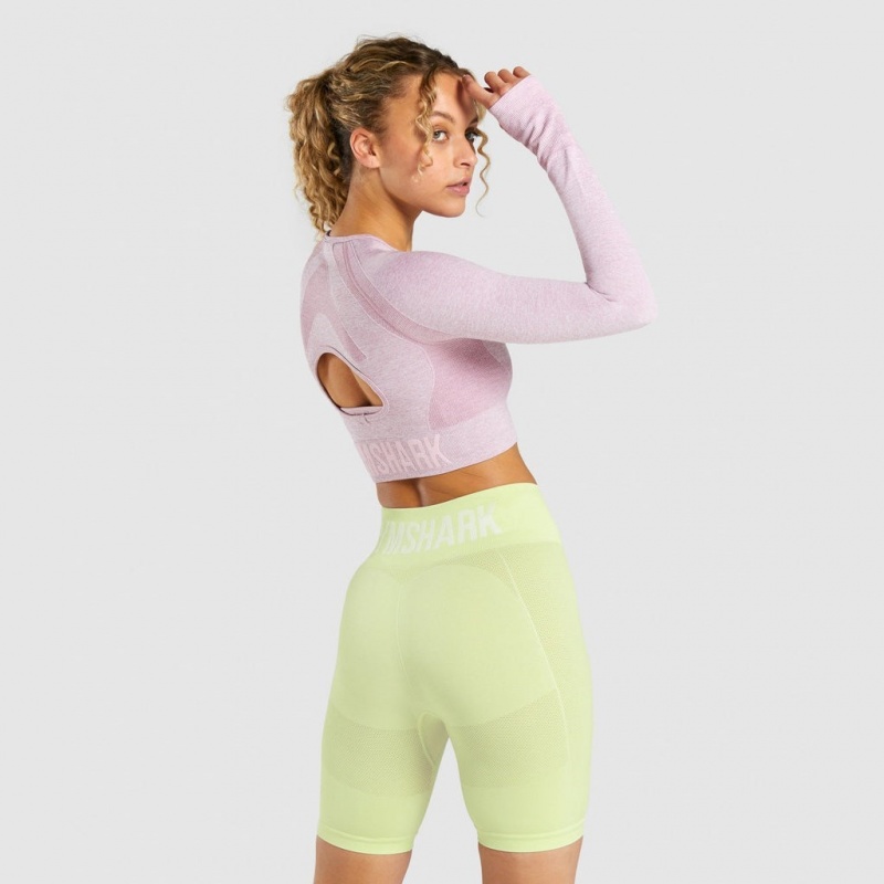 μπλουζακια Gymshark Flex Sports Long Sleeve Crop ανοιχτο μωβ | 205JEOLUY