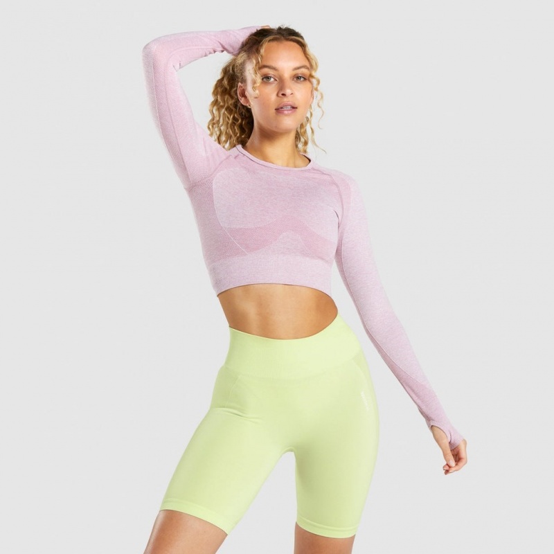μπλουζακια Gymshark Flex Sports Long Sleeve Crop ανοιχτο μωβ | 205JEOLUY